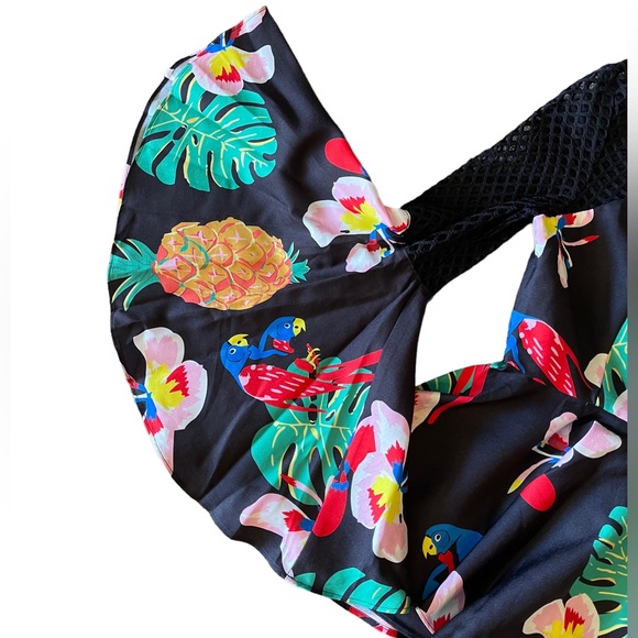 Floral Colorful Mesh Peplum Top - Picture 13 of 13